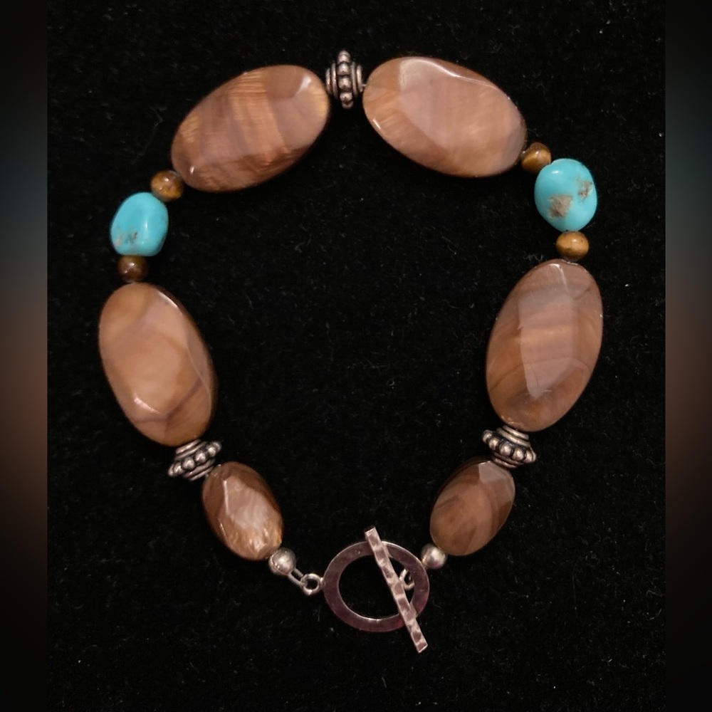 Tiger’s Eye and Turquoise Toggle Bracelet